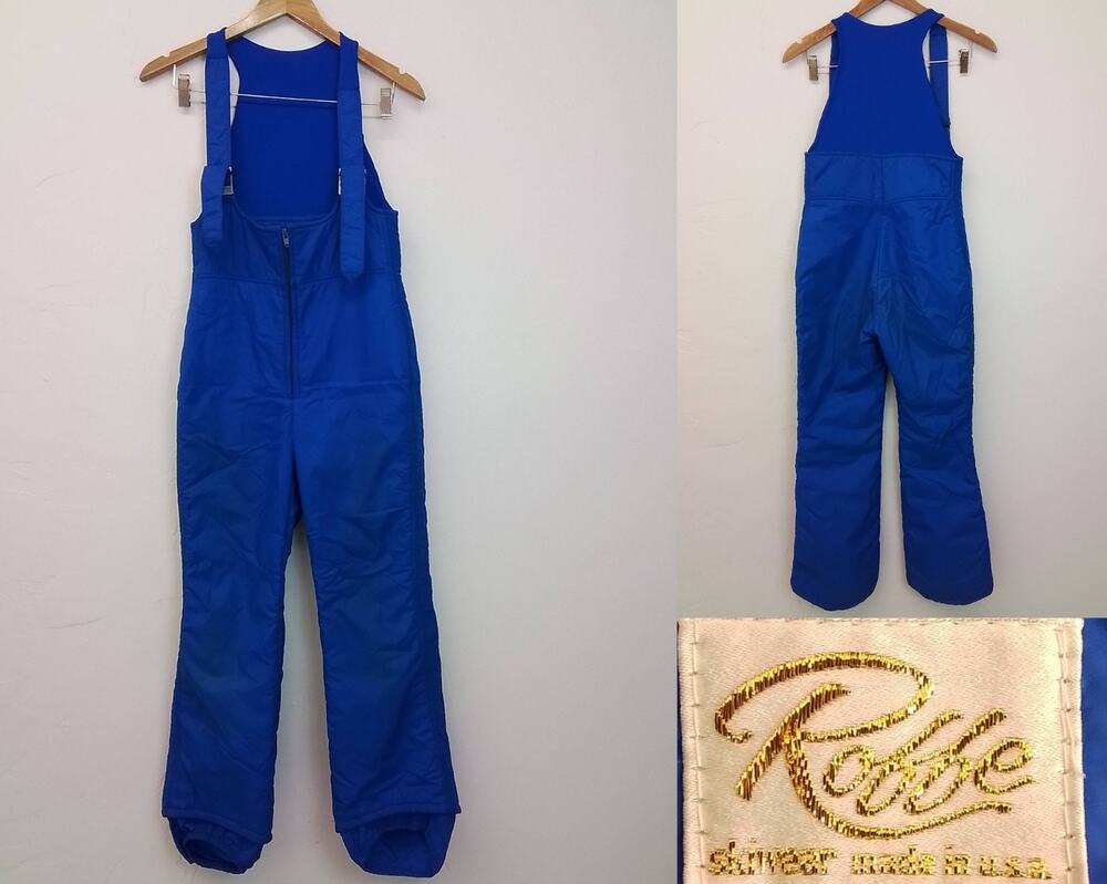 Roffe Ski Bibs Men's M (34x30) Blue Vintage 1970s Size Estimated #J3960